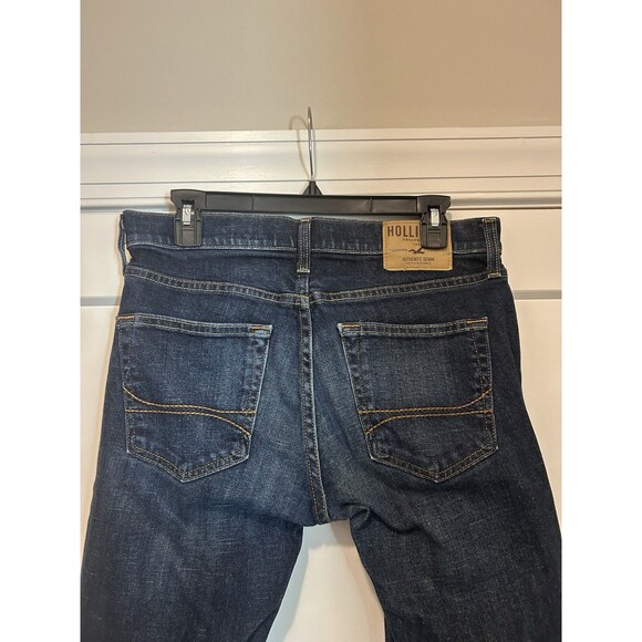 Hollister Men Slim Straight Dark Wash Blue Denim Jeans Size 30x32 Cotton Blend - Picture 5 of 6